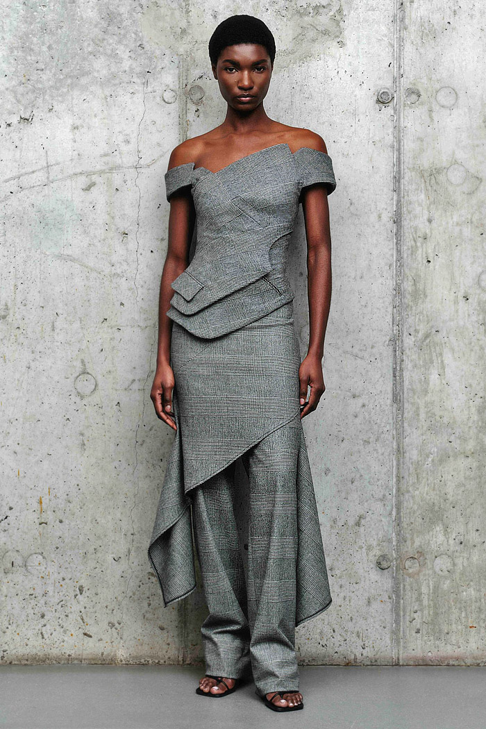 Monse 2026-2027 Fall Winter Womens Fashion Looks - Sunflowers Beads Cutout Deconstructed Check Pleats Knot Knit Stripes Lace Tulle