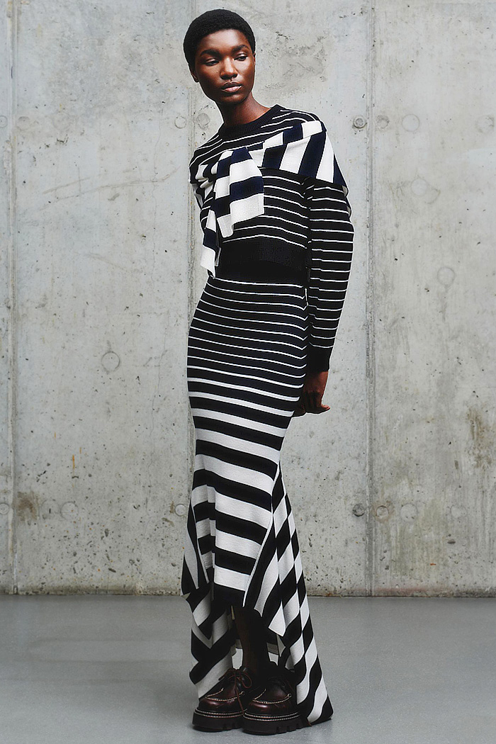 Monse 2026-2027 Fall Winter Womens Fashion Looks - Sunflowers Beads Cutout Deconstructed Check Pleats Knot Knit Stripes Lace Tulle