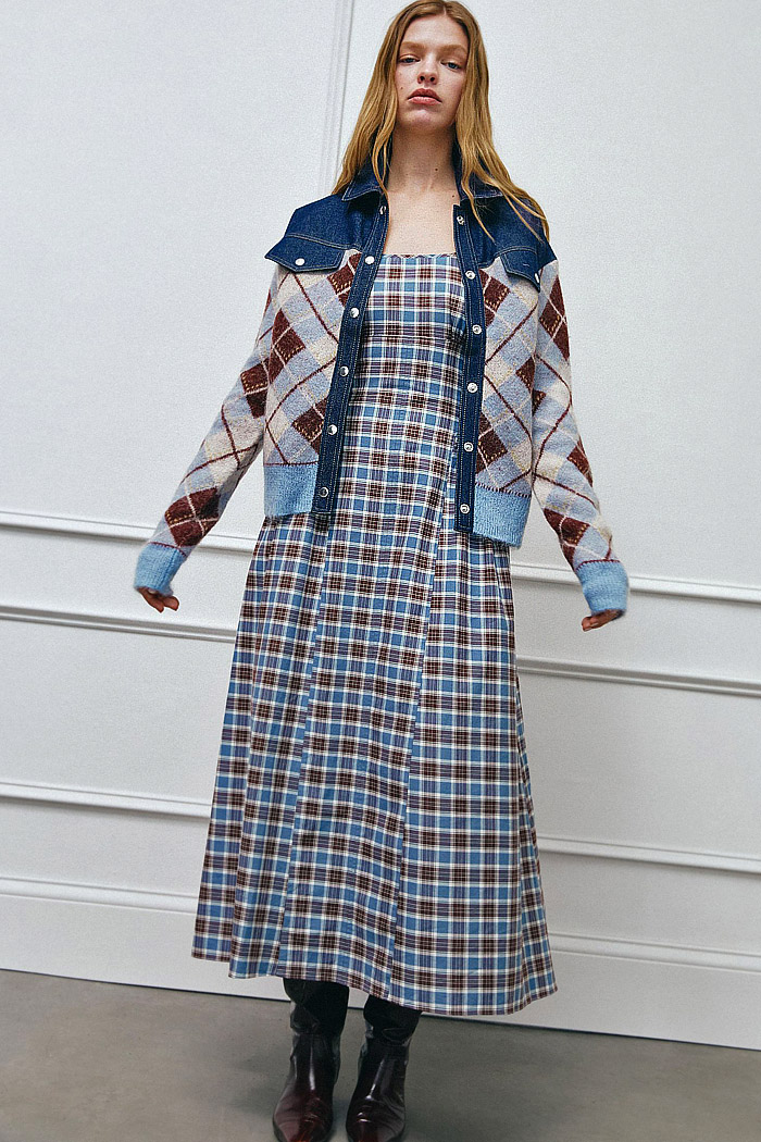 Tanya Taylor 2026-2027 Fall Winter Womens Fashion - Denim, Jeans, Knit, Check, Swans, Silk, Suede, Sequins, Poncho, Slip Dress