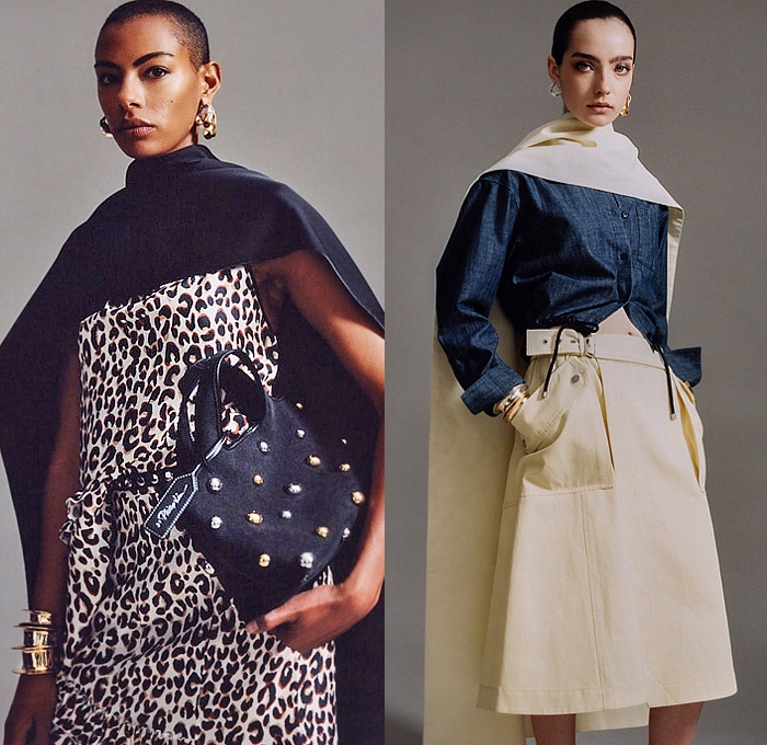 3.1 Phillip Lim 2026 Resort Cruise Pre-Spring Womens Lookbook - Outerwear Parka Field Jacket Coat Utility Pockets Denim Jeans Cargo Pants Knit Cardigan Sweater Jumper Pinstripe Shirtdress Cinch Strings Drawstring Dress Leopard Cape Shawl Bedazzled Sequins Lace Embroidery Crop Top Midriff Midi Skirt Snap Buttons Tearaway Peplum Wide Leg Quilted Puffer Miniskirt Asymmetrical Flats Clogs Snakeskin Studs Handbag Bag Tote