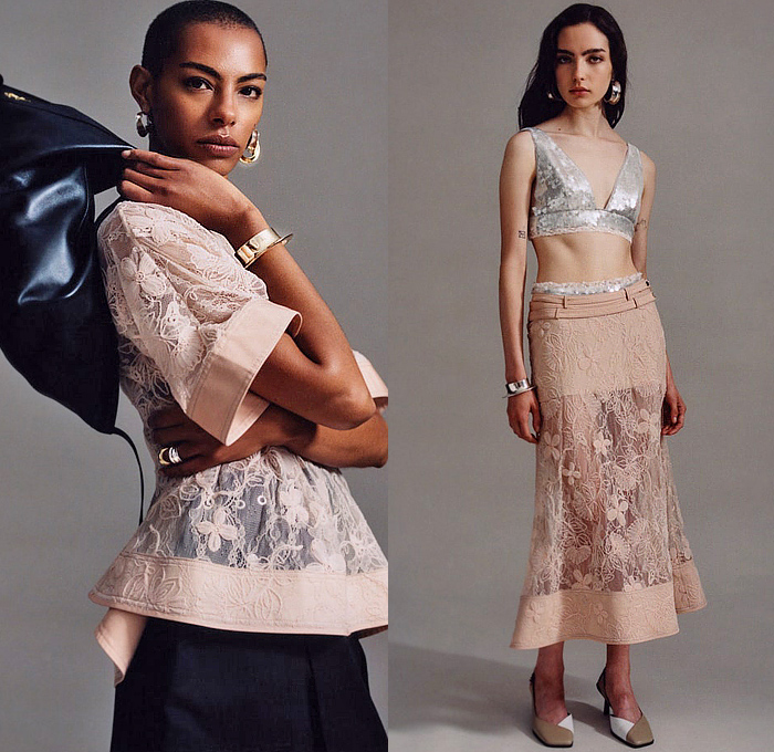 3.1 Phillip Lim 2026 Resort Cruise Pre-Spring Womens Lookbook - Outerwear Parka Field Jacket Coat Utility Pockets Denim Jeans Cargo Pants Knit Cardigan Sweater Jumper Pinstripe Shirtdress Cinch Strings Drawstring Dress Leopard Cape Shawl Bedazzled Sequins Lace Embroidery Crop Top Midriff Midi Skirt Snap Buttons Tearaway Peplum Wide Leg Quilted Puffer Miniskirt Asymmetrical Flats Clogs Snakeskin Studs Handbag Bag Tote