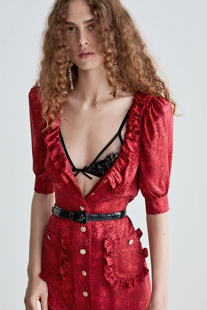 Alessandra Rich 2026 Spring Summer Women LFW - peasant sleeves, bralettes, lace embroidery, sequins, sheer, ruffles, bows, flowers