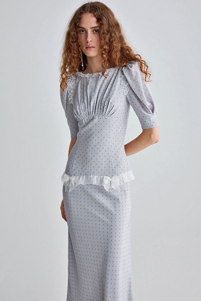 Alessandra Rich 2026 Spring Summer Women LFW - peasant sleeves, bralettes, lace embroidery, sequins, sheer, ruffles, bows, flowers