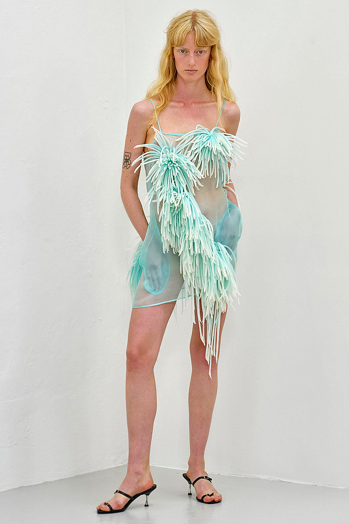 Anne Sofie Madsen 2026 Spring Summer Womens Looks – Glam Rat Clutch, chiffon, belts, pleats, shoulder pads, perfecto biker jackets