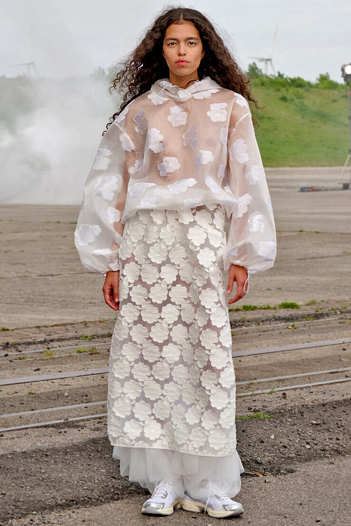 Cecilie Bahnsen 2026 Spring Summer Womenswear - Cutout Florals, Babydoll Dress, Silver, Polka Dots, Sheer, Quilted, Looped Hems