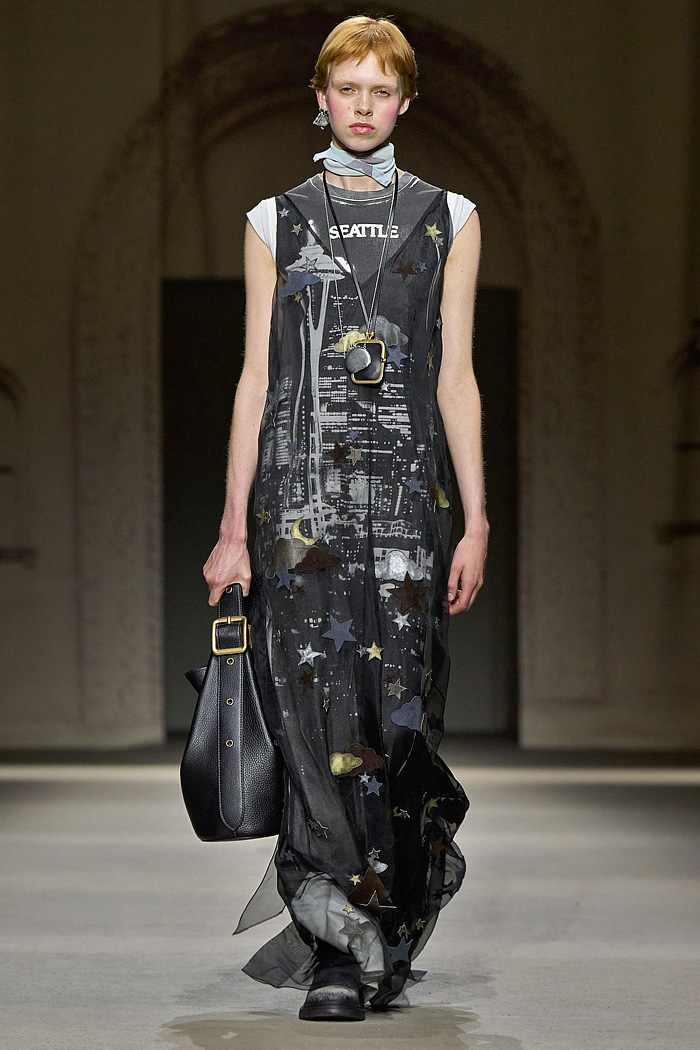 Coach 2026 Spring Summer Womens at NYFW had denim jeans, suede vest, patchwork check pants, monogram, sky, hearts, sheer dress