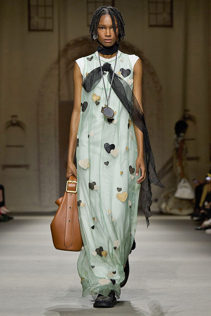 Coach 2026 Spring Summer Womens at NYFW had denim jeans, suede vest, patchwork check pants, monogram, sky, hearts, sheer dress