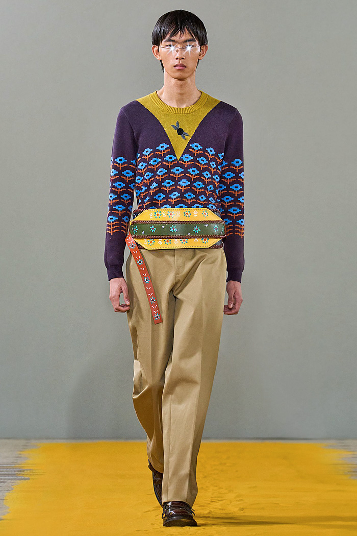 Craig Green 2026 Spring Summer Mens Runway - Vest, Straps, Fred Perry Collab, Knit Fringes, Skirt Shorts, Flowers, and Rainwear