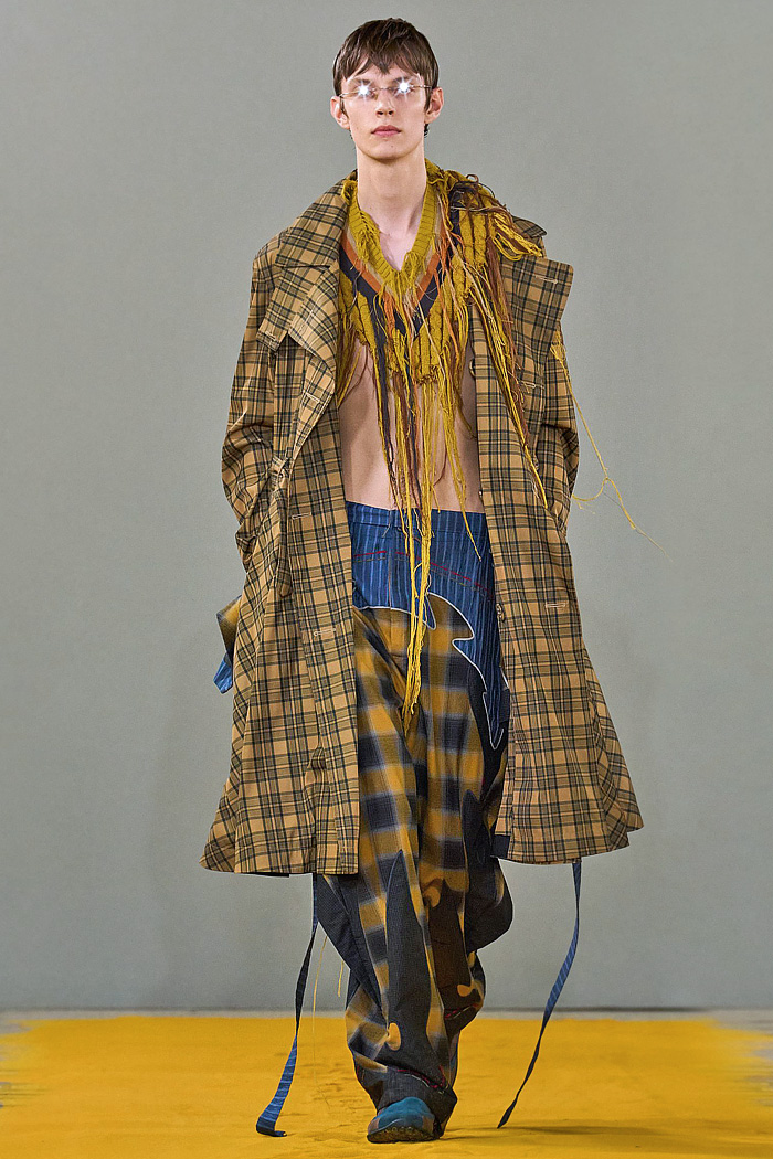 Craig Green 2026 Spring Summer Mens Runway - Vest, Straps, Fred Perry Collab, Knit Fringes, Skirt Shorts, Flowers, and Rainwear