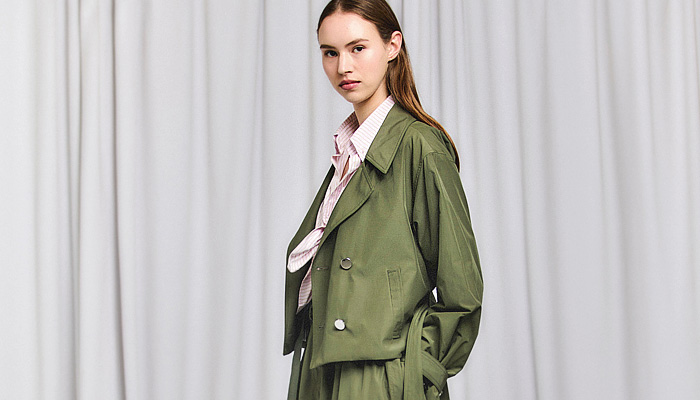 Derek Lam 2026 Spring Summer Womens Looks at NYFW knit, lace-up top, vest, double bow, balloon cargo pants, pinstripe dress