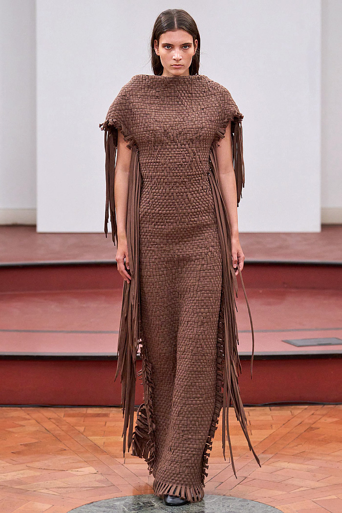 Institution By Galib Gassanoff 2026 Spring Summer Womens at MFW - basket weave, shoelace fringes, buttons, cameras, high shoulders