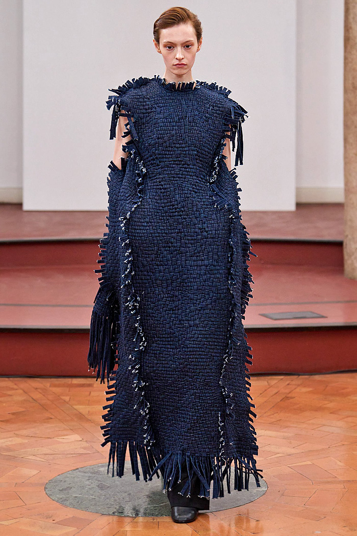 Institution By Galib Gassanoff 2026 Spring Summer Womens at MFW - basket weave, shoelace fringes, buttons, cameras, high shoulders