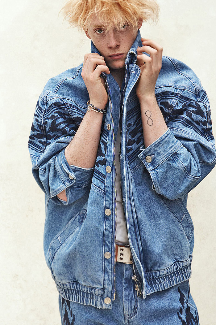 Isabel Marant 2026 Spring Summer Menswear – Ibiza, tribal, denim jackets, striped jeans, knit hoodies, fleece, leaves, camp shirts