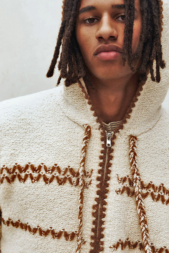 Isabel Marant 2026 Spring Summer Menswear – Ibiza, tribal, denim jackets, striped jeans, knit hoodies, fleece, leaves, camp shirts