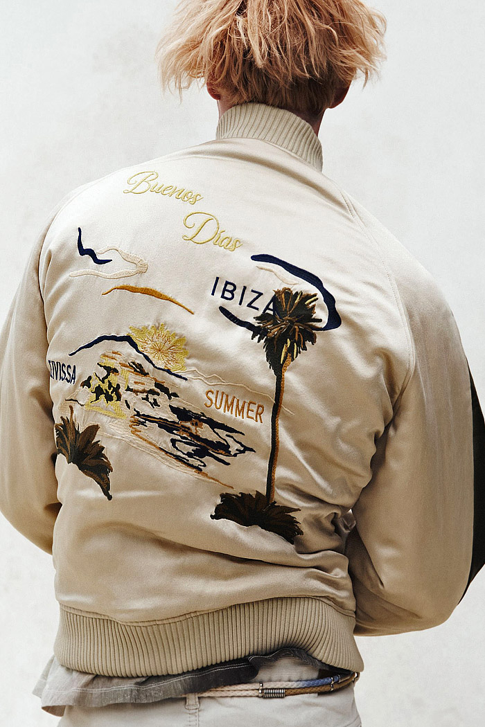 Isabel Marant 2026 Spring Summer Menswear – Ibiza, tribal, denim jackets, striped jeans, knit hoodies, fleece, leaves, camp shirts