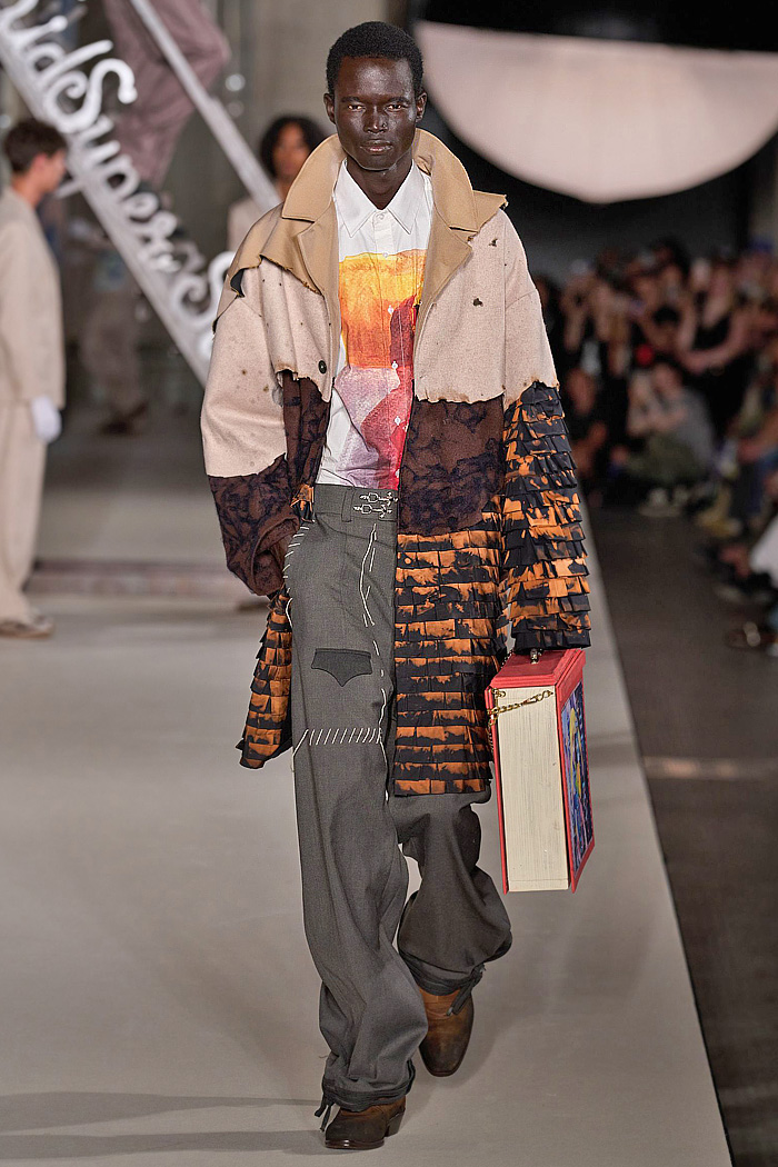 KidSuper 2026 Spring Summer Mens - flaps, children's book illustrations, coats, patchwork, wide leg jeans, apron, deconstructed