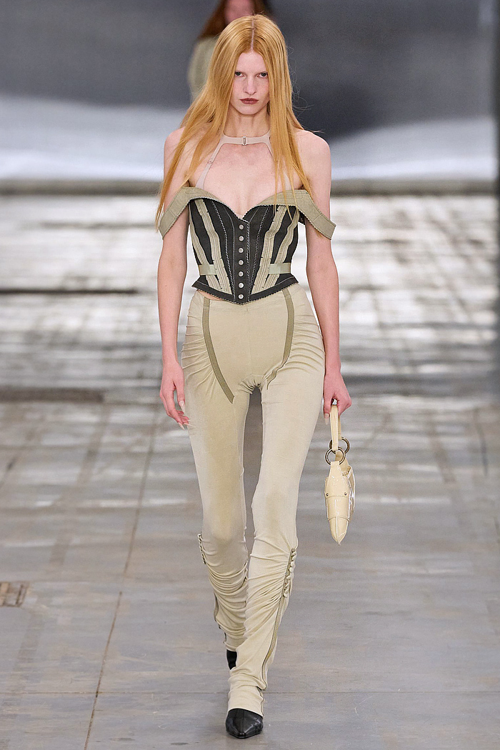 KNWLS 2026 Spring Summer Womens denim jeans, leotard, bodycon, neoprene, harness, armor, flare, corset, check, tights, Nike collab