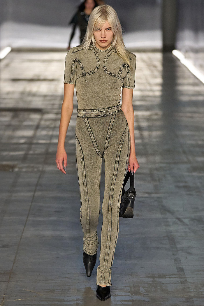 KNWLS 2026 Spring Summer Womens denim jeans, leotard, bodycon, neoprene, harness, armor, flare, corset, check, tights, Nike collab