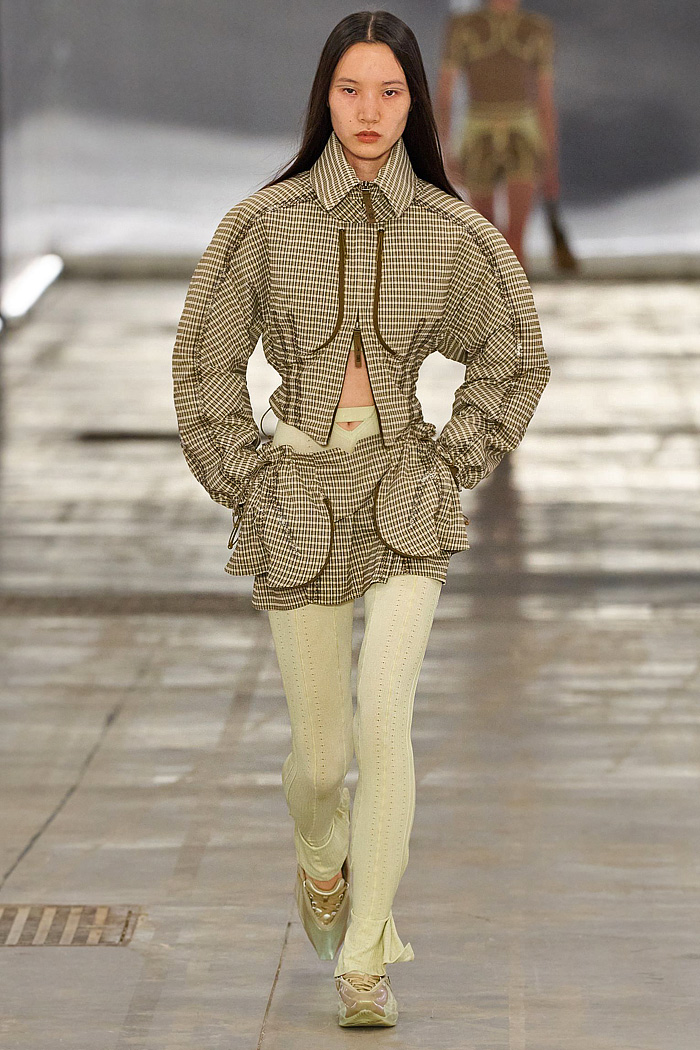 KNWLS 2026 Spring Summer Womens denim jeans, leotard, bodycon, neoprene, harness, armor, flare, corset, check, tights, Nike collab