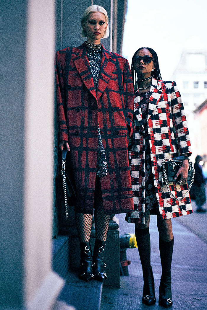 R13 2026 Resort Womens Looks with urban grunge style, hearts, fishnets, pinstripes, studs, babydoll dresses, and hybrid skirtpants