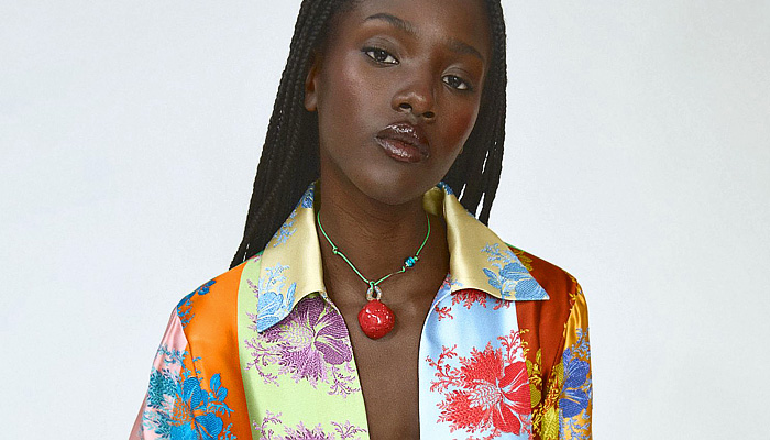 Rosie Assoulin 2026 Resort Womens show patchwork, knit crochet, jelly mint, flare pants, beads, halterneck, striped leaves, flowers