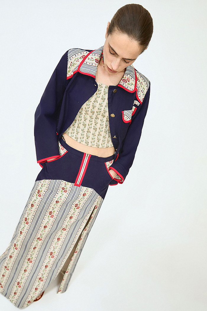 Rosie Assoulin 2026 Resort Womens show patchwork, knit crochet, jelly mint, flare pants, beads, halterneck, striped leaves, flowers