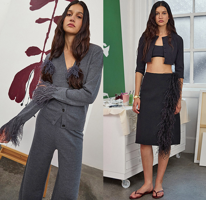 Tanya Taylor 2026 Resort Cruise Pre-Spring Womens Lookbook - Bedazzled Sequins Crystals Flowers Floral Pinstripe Outerwear Coat Blazer Jacket Bandeau Crop Top Midriff Hotpants Wide Leg Denim Jeans Dress Blouse Patchwork Overalls Jumpsuit Pockets Leopard Cheetah Pantsuit Feathers Fringes Knit Sweater Jumper Cardigan Midi Skirt Miniskirt Silk Satin Brocade Paint Fanny Pack Pouch Belt Bag Flats Boat Shoes