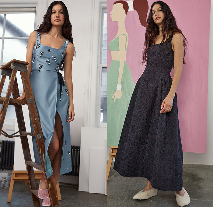 Tanya Taylor 2026 Resort Cruise Pre-Spring Womens Lookbook - Bedazzled Sequins Crystals Flowers Floral Pinstripe Outerwear Coat Blazer Jacket Bandeau Crop Top Midriff Hotpants Wide Leg Denim Jeans Dress Blouse Patchwork Overalls Jumpsuit Pockets Leopard Cheetah Pantsuit Feathers Fringes Knit Sweater Jumper Cardigan Midi Skirt Miniskirt Silk Satin Brocade Paint Fanny Pack Pouch Belt Bag Flats Boat Shoes