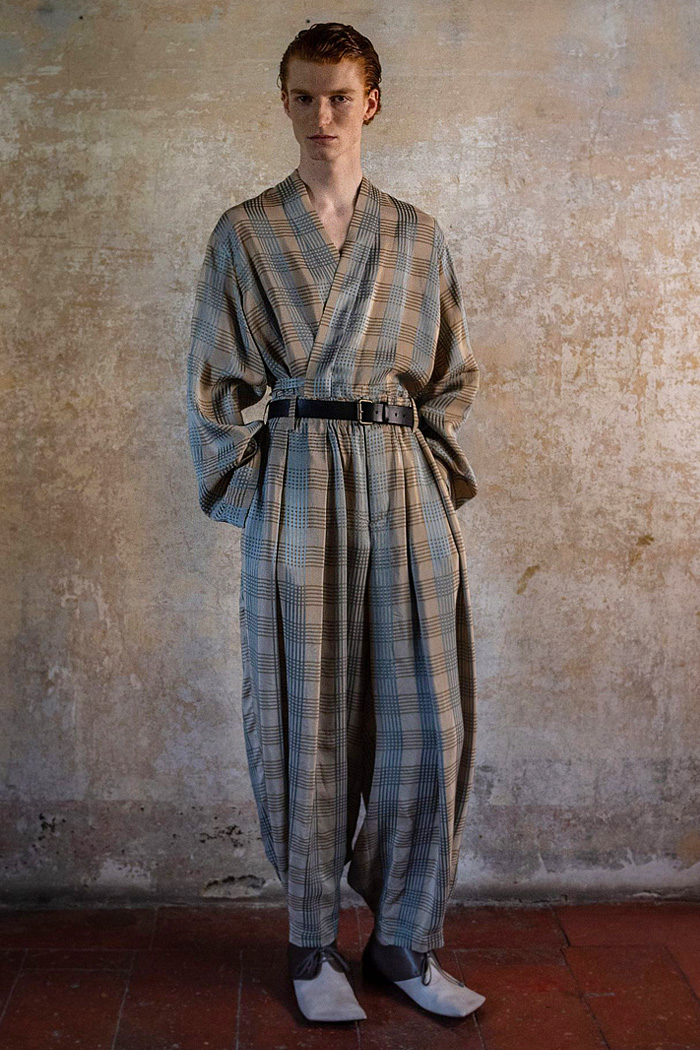 Uma Wang 2026 Spring Summer Mens: Bhutan-inspired robes, wide leg pants, floral, utilitarian cargo pockets, and desert nomad coats