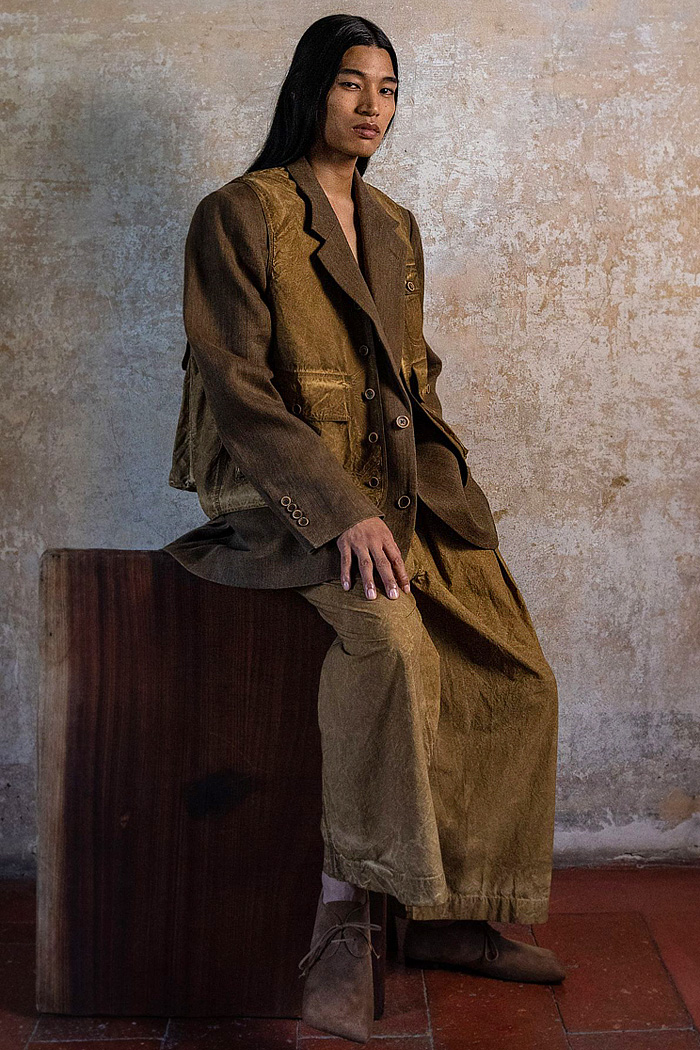 Uma Wang 2026 Spring Summer Mens: Bhutan-inspired robes, wide leg pants, floral, utilitarian cargo pockets, and desert nomad coats