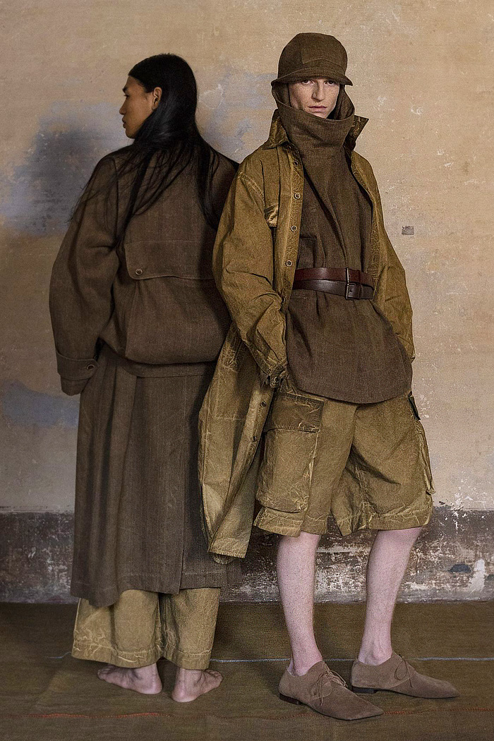 Uma Wang 2026 Spring Summer Mens: Bhutan-inspired robes, wide leg pants, floral, utilitarian cargo pockets, and desert nomad coats