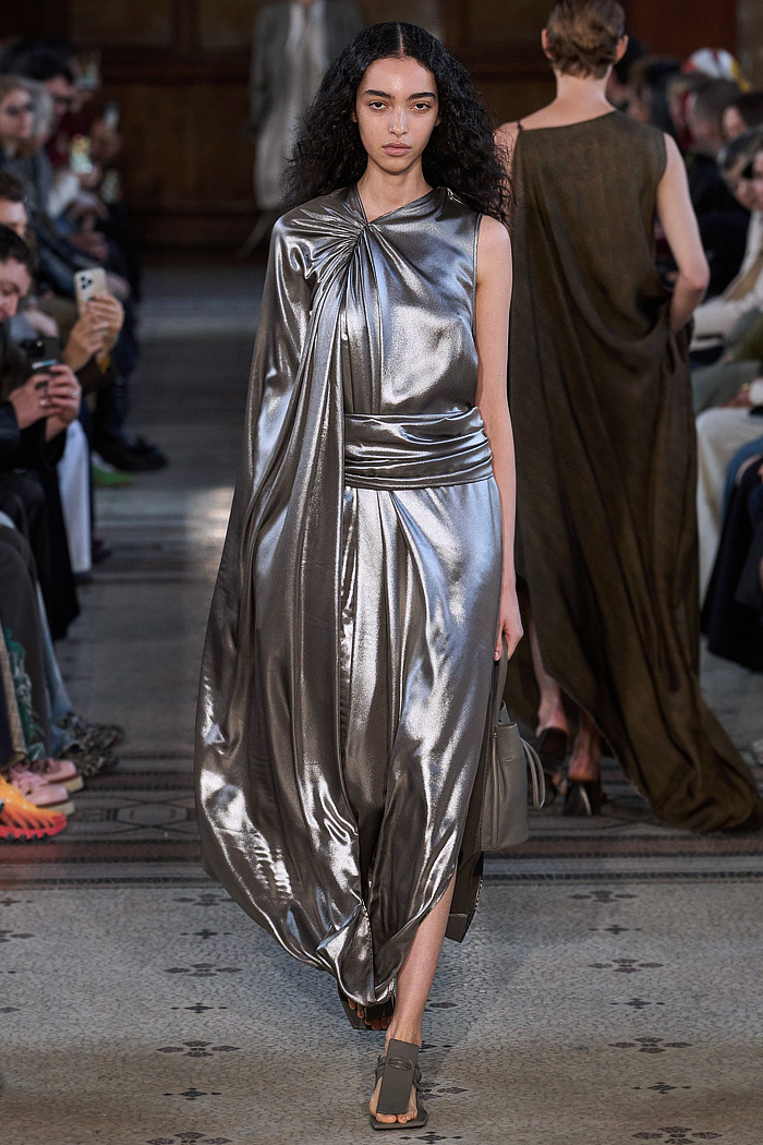 Uma Wang 2026 Spring Summer Womens - knit, frayed, wrinkled, twists, terracotta, stripes, draped, floral, pantsuit, trench coat