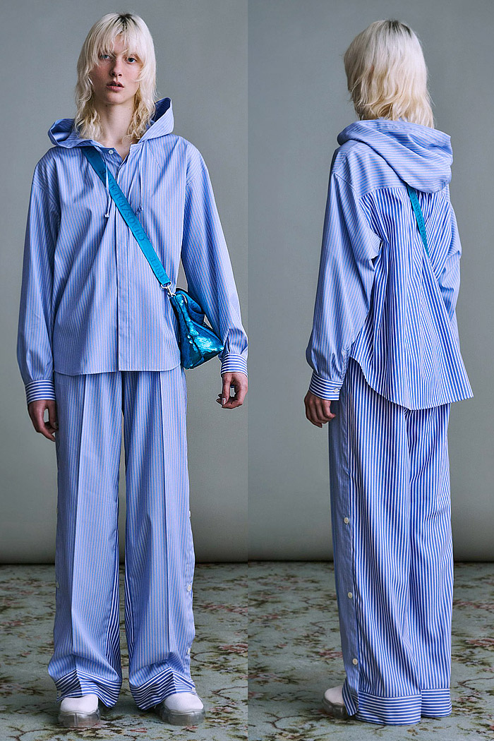 Undercover 2026 Resort Cruise Womenswear - deconstructed, denim jeans, pleats, pajamas, lace, layers, skull flowers, patchwork