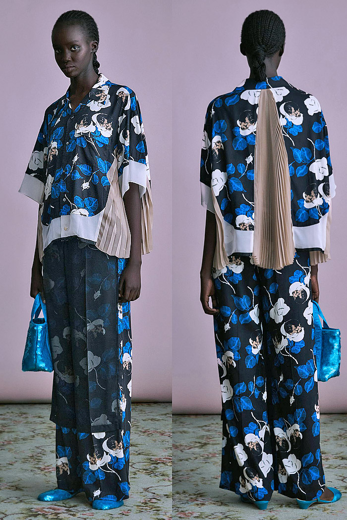 Undercover 2026 Resort Cruise Womenswear - deconstructed, denim jeans, pleats, pajamas, lace, layers, skull flowers, patchwork