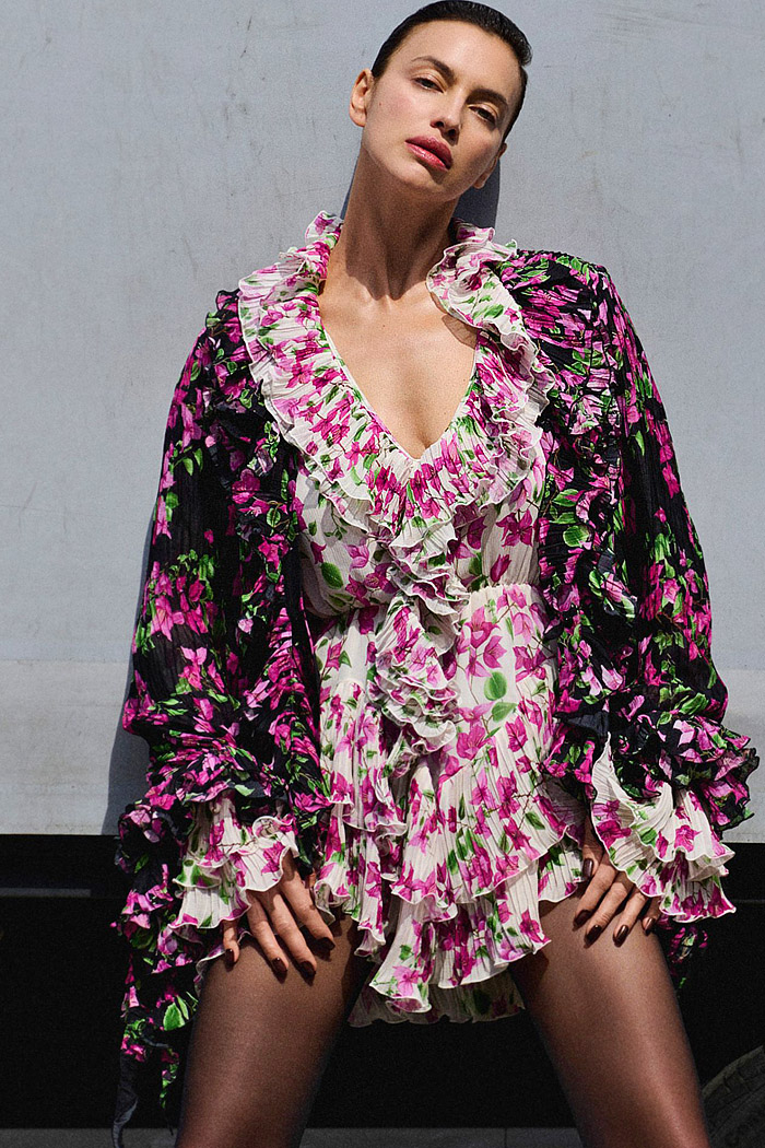 Blumarine 2027 Resort Cruise Womens Looks - Bougainvillea, Flowers, Ruffles, Halterneck, Sheer, Lace, Flamenco Skirt, Cape