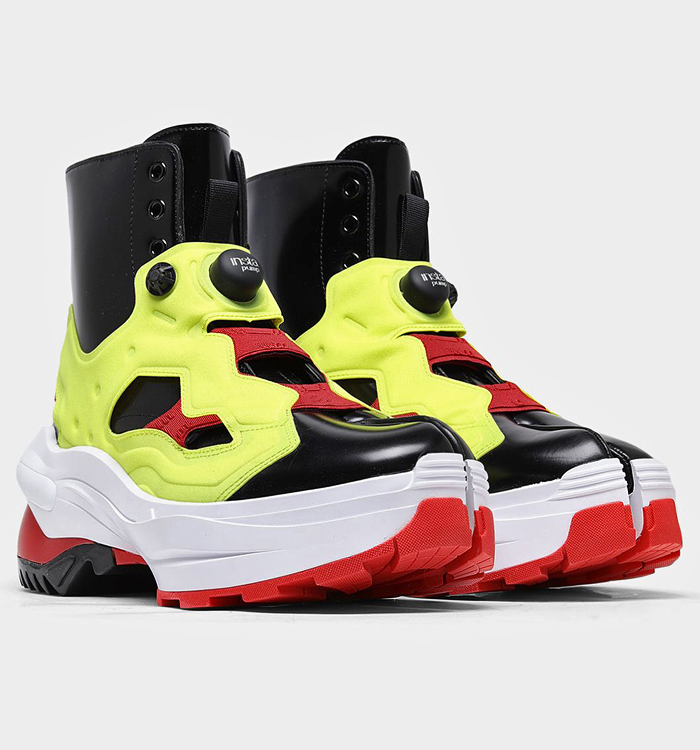 Maison Margiela x Reebok Tabi Instapump Fury Lo Mens Sneakers - Collaboration Low-Top Trainers Hybrid Cleft Goat Split Toe Cloven Hoof Heeled Hexalite Midsole Graphlite Arch Bridge Laceless Instapump Foot Chamber Shoes Footwear Kicks