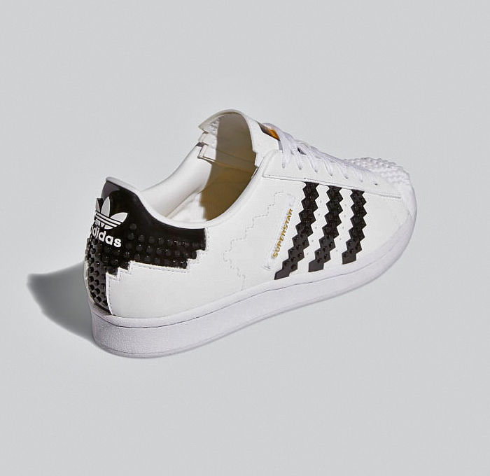 LEGO adidas Originals Superstar Sneakers Collaboration - Vintage Classic Iconic Basketball Sport Shoes Footwear LEGO Bricks White Kicks Black Stripes Low Cut Top Old Skool Toy Gold Foil Accents Laces - 2021 Spring Summer Collection - Quirky Fashion Finds by Denim Jeans Observer