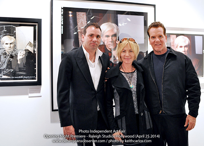 (02) Karen Bystedt (mid) and Danny Minnick (left) - Photo Independent Art Fair Opening Night Premiere Raleigh Studios Hollywood April 25 2014 - Event Art Show Photo Exhibition Coverage for Denim Jeans Observer - Keith Carlos Photography