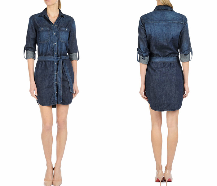 (1) The Serena Getaway Lightweight Denim One Piece Shirtdress Shirtall - AG Jeans Womens Made in Denim ShirtDress & Chambray Rompers Top Picks - Adriano Goldschmied One Piece Shirtalls & Playsuits: Made in Denim Finds #MadeInDenim #DenimFinds - Accessories, Headgear, Footwear, Shoes, Bags, Toys and Products Made in Denim, Denim Outerwear (coats, parkas, capes, jackets, vests and more), Quirky & Cool Finds