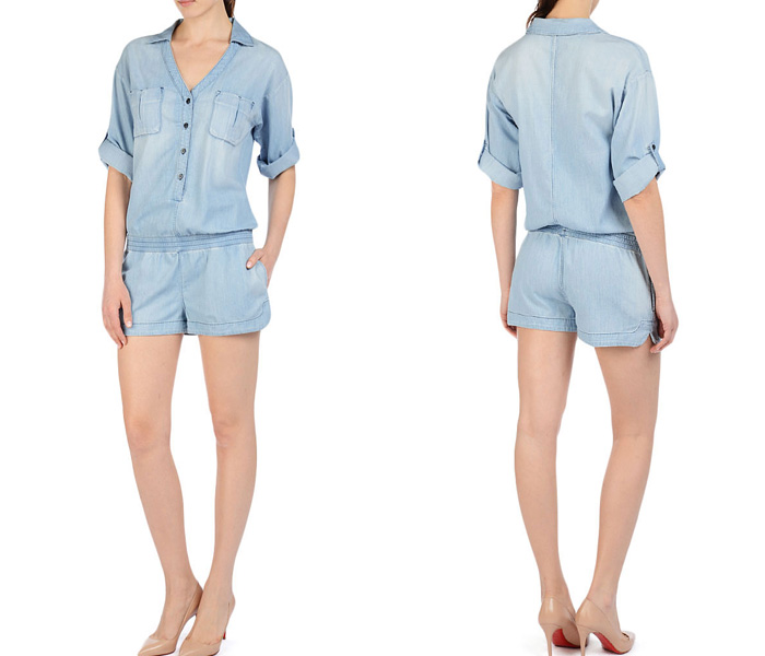 (3) The Paradise Chambray All In One Cove One Piece Playsuit Romper - AG Jeans Womens Made in Denim ShirtDress & Chambray Rompers Top Picks - Adriano Goldschmied One Piece Shirtalls & Playsuits: Made in Denim Finds #MadeInDenim #DenimFinds - Accessories, Headgear, Footwear, Shoes, Bags, Toys and Products Made in Denim, Denim Outerwear (coats, parkas, capes, jackets, vests and more), Quirky & Cool Finds