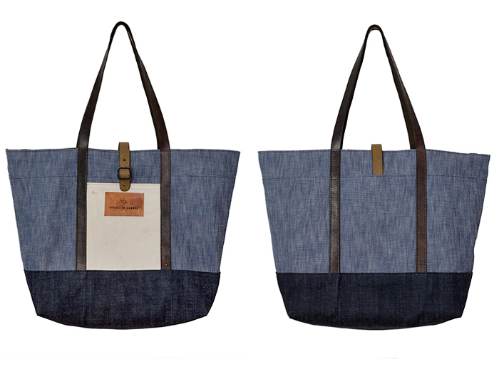 Atelier de l'Armée 2013 Spring Japanese Selvage Denim Tote Bags & Carryalls: Trend Watch: Hot Denim Styles, Upcoming Trends, Spotted at the Clothing Rack & Fresh New Jeans