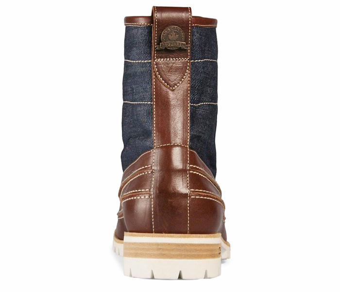 Dsquared2 Mens Cowhide-Denim Lug Boots Outdoorsman Dark Brown - 2013-2014 Fall Autumn Winter Fashion Footwear Collection #madeindenim #denimfinds #fridayfinds #fridaydenimfinds
