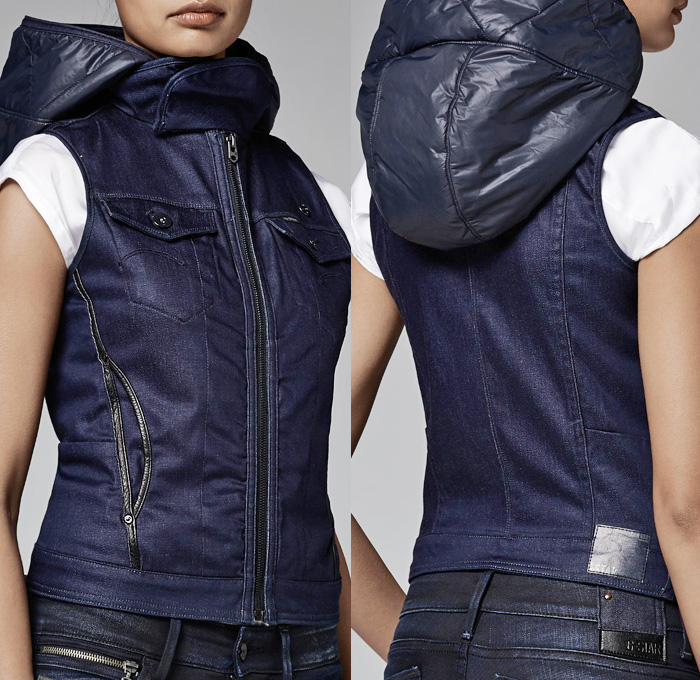 G-Star RAW Arc Regent Hooded Vest Jean Jacket - 2013-2014 Fall Autumn Winter Womens Collection - Made In Denim Finds Raw Rigid Selvedge