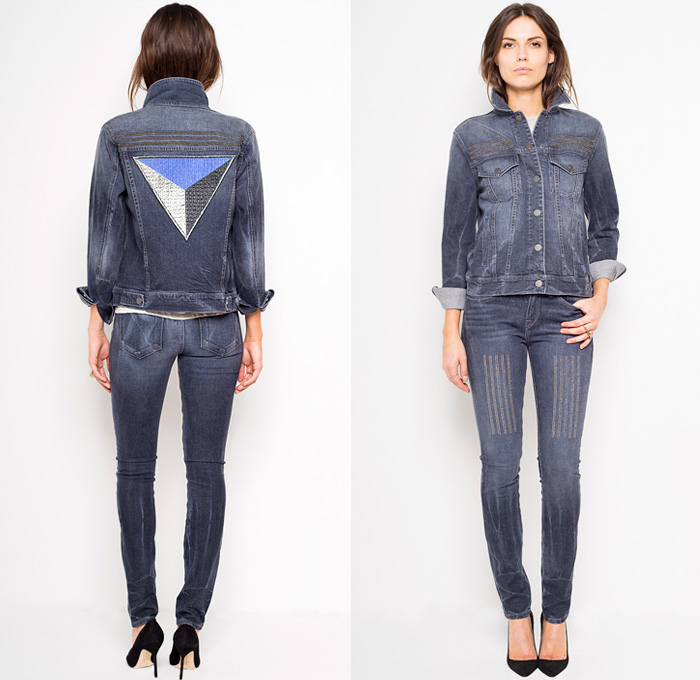 Kelly Wearstler Pavlov Denim Jacket with Studded Front and Graphic Embroidered Patched Back Details - 2013-2014 Fall Winter Womens Collection - Made in Denim Finds #MadeInDenim #DenimFinds #FridayFinds #FridayDenimFinds