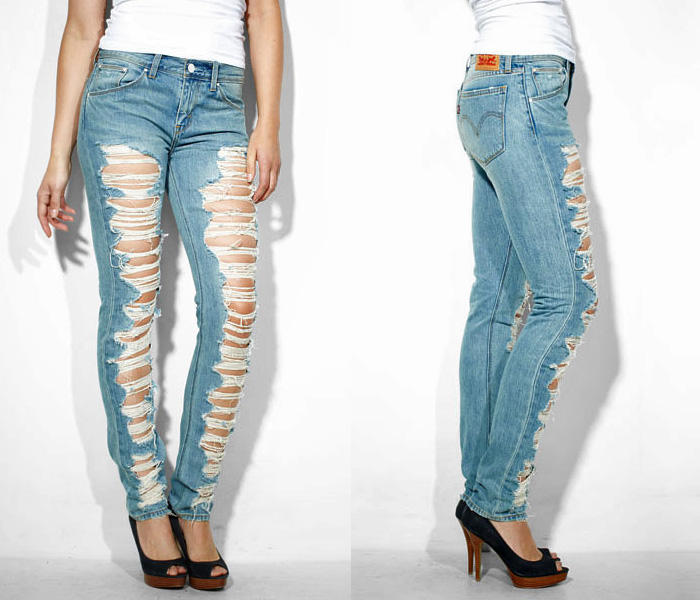 (6) Destructed Boyfriend Skinny Jeans Destroyed Ripped Tapered Skinny Fit - Levi’s 2013 Spring Womens Made in Denim Picks: Trend Watch: Hot Denim Styles, Upcoming Trends, Spotted at the Clothing Rack & Fresh New Jeans