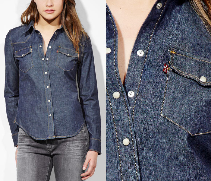 (11) Western Denim Shirt w Double-Pointed Snap-Flap Pockets - Levi’s 2013 Spring Womens Made in Denim Picks: Trend Watch: Hot Denim Styles, Upcoming Trends, Spotted at the Clothing Rack & Fresh New Jeans