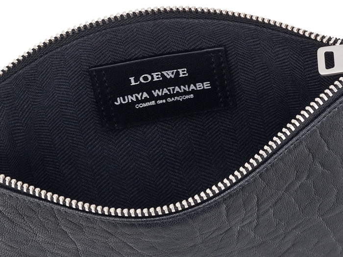 Loewe Womens Medium Calf Leather Pouch Blue-Black with a Junya Watanabe Denim Patchwork Comme des Garçons - 2013-2014 Fall Winter Collection Accessories - #madeindenim #denimfinds #fridayfinds #fridaydenimfinds