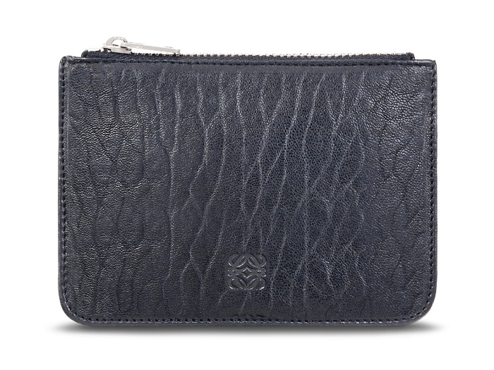 Loewe Womens Medium Calf Leather Pouch Blue-Black with a Junya Watanabe Denim Patchwork Comme des Garçons - 2013-2014 Fall Winter Collection Accessories - #madeindenim #denimfinds #fridayfinds #fridaydenimfinds