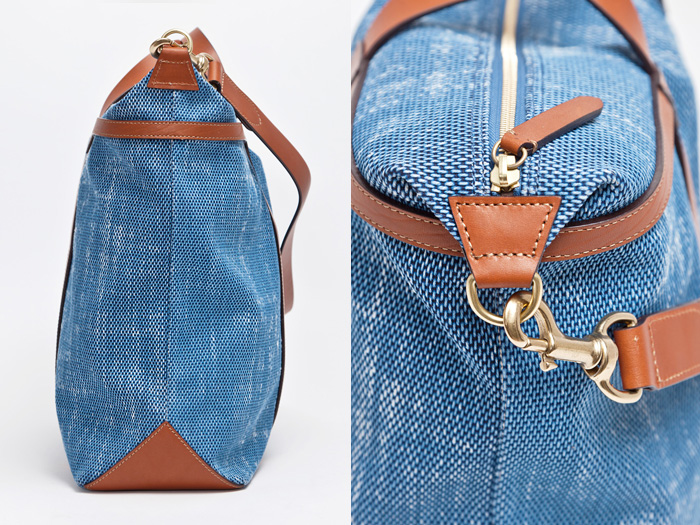 Mismo x Tour Très Bien Special Denim Blue x Cuoio Brown Holdall Canvas Bag: Made in Denim Finds: Accessories, Footwear, Shoes, Bags, Toys and Products Made in Denim, Quirky Finds