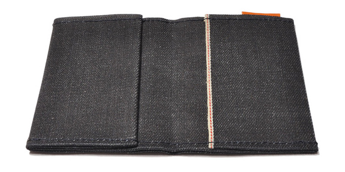 (8) Wallet Waxed Selvage Cone Mills Denim - The Good Flock Made in Denim 2013 Spring Picks - Waxed Cone Mills Denim Fabric Accessories - Bags & Wallet: Made in Denim Finds #MadeInDenim #DenimFinds - Accessories, Headgear, Footwear, Shoes, Bags, Toys and Products Made in Denim, Denim Outerwear (coats, parkas, capes, jackets, vests and more), Quirky & Cool Finds